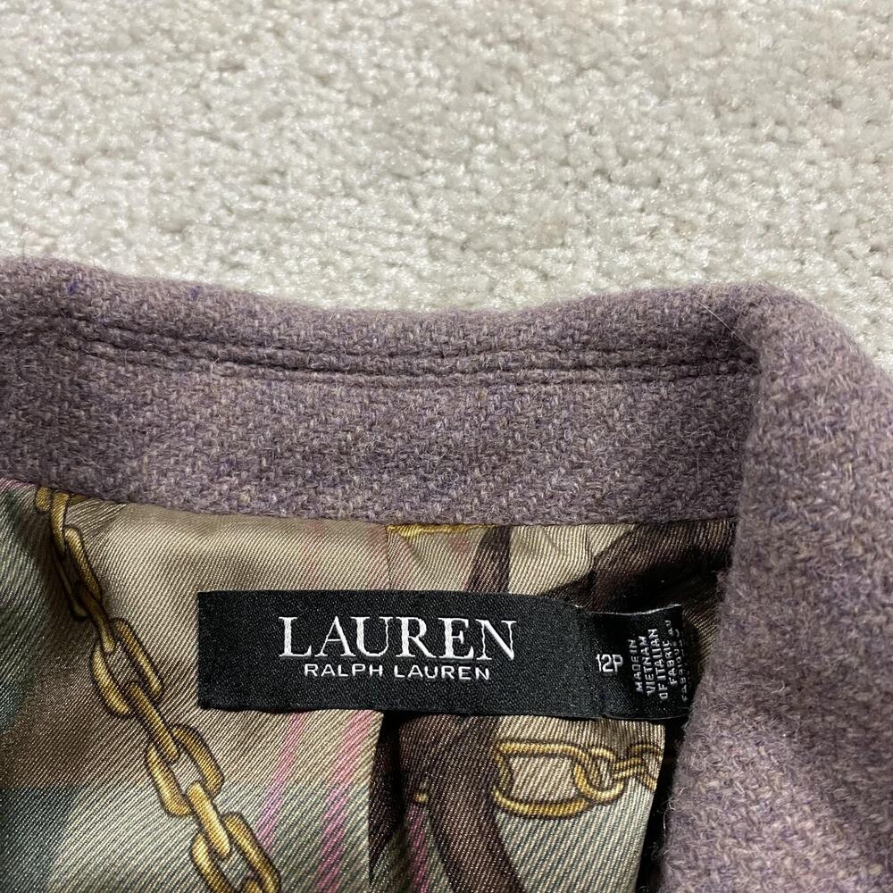 Lauren Ralph Lauren Blazer Jacket Womens 12P Purple Wool Tweed Herringbone - Picture 3 of 8